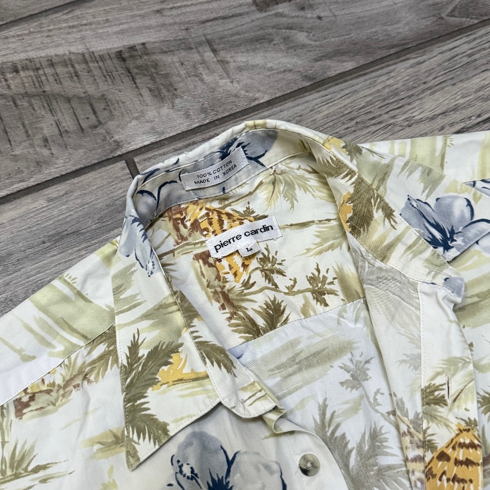 Pierre Cardin neutral hawaiian men L short sleeeve button up shirt